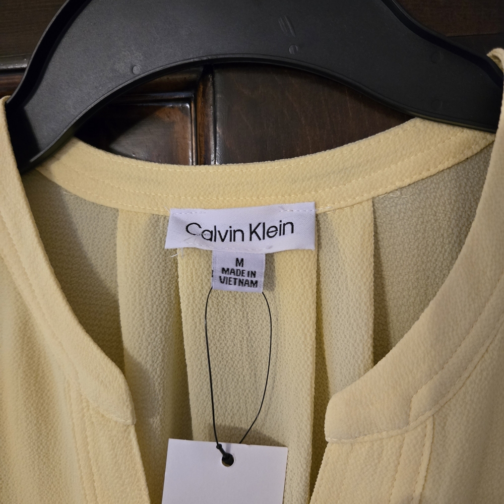Calvin Klein Light Yellow Blouse with Ruffled Sleeves - Picture 3 of 4